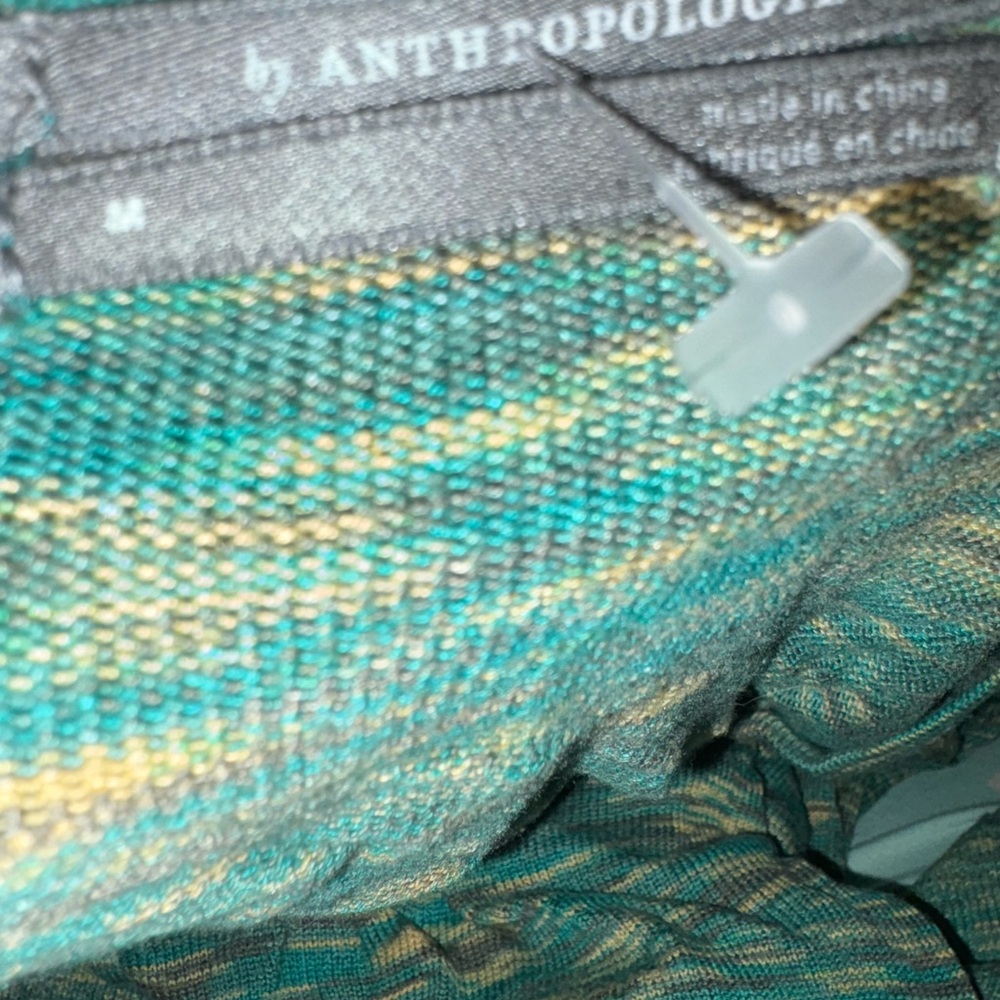 Anthropologie Teal and Beige Knit Top - Picture 3 of 4